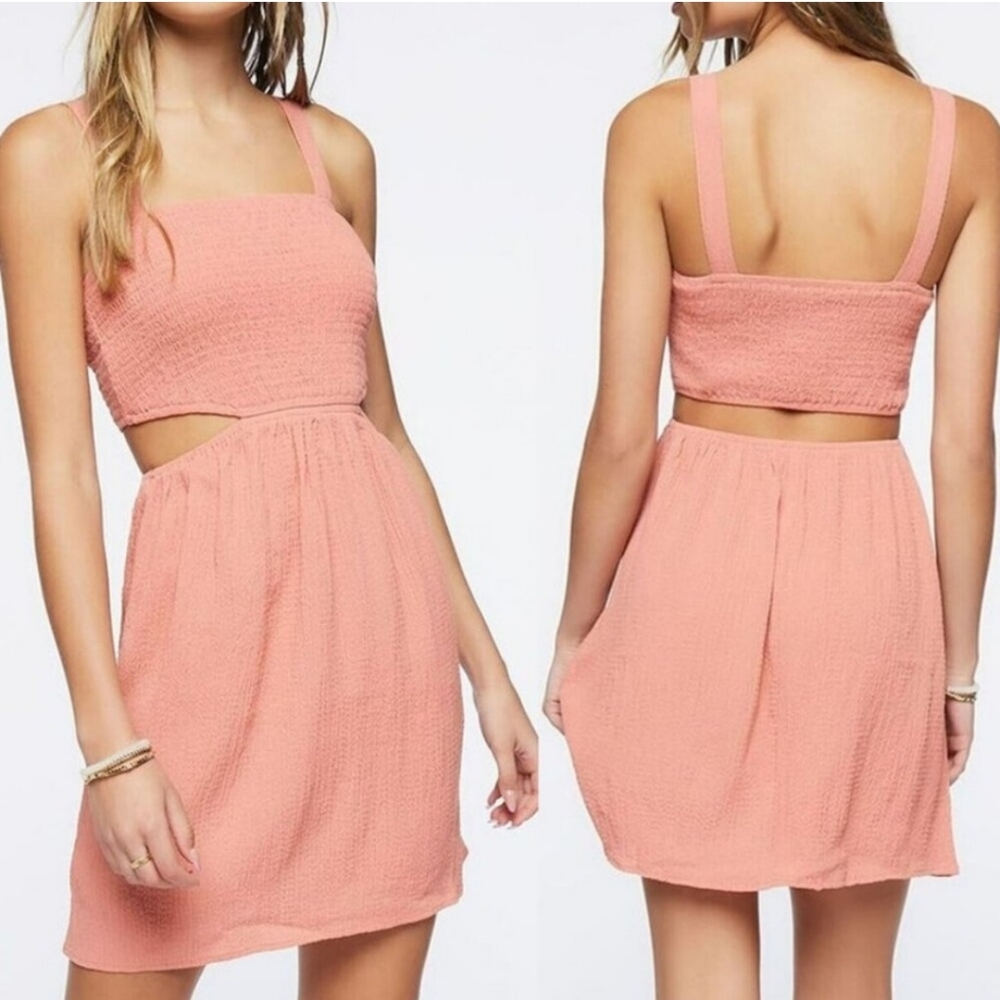 Forever 21 Smocked Cutout Mini Dress